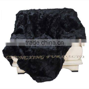 CX-D-11F Blue Patchwork Winter Genuine Rabbit Fur Fashion Rugs Throw photo-6