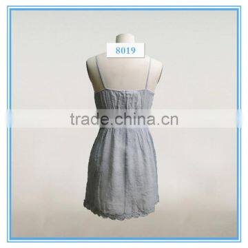 Girl's Sexy Spaghetti Strap Dress Grey Lace Hem Slip Midi Dress photo-2