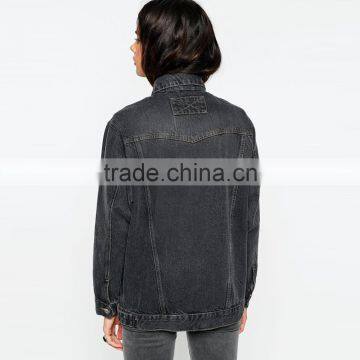 Black Plain Denim Jacket Women Cheap Factory Price in Bulk photo-2