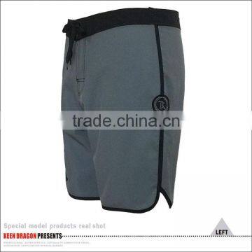 Custom Logo Grey Board Shorts With Black Binding Cheap Mens Beachwear photo-3