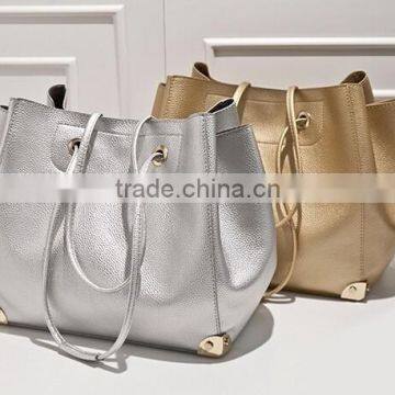 High Quality Cow Leather Ladies Silver Bags photo-3