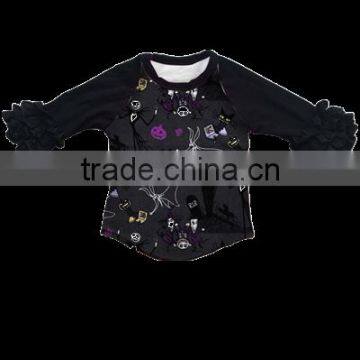 Wholesale boutique children's girl clothes nightmare before Christmas print icing raglan shirt