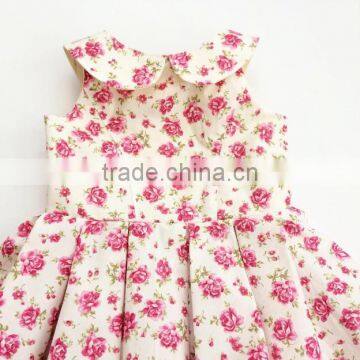 Pink Flowers Sleeveless Girl Dress Factory OEM Service Wholesale Kids Frock Designs photo-3