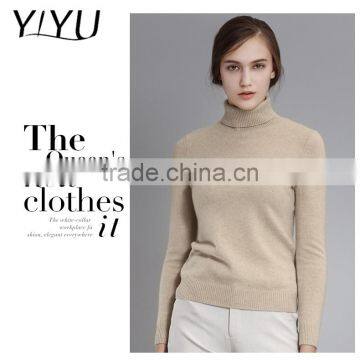 Custom High Quality Women Slim Turtleneck Knit Cashmere Pullover photo-2