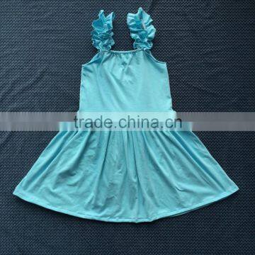 XF-015 2016 Wholesale baby girls party dresses kids boutique sundress children's blue color fashion dresses