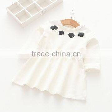 Wholesale Long Sleeve Solid Color Girls Cotton One Piece Dress photo-5