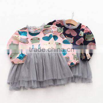 Wholesale cute printing cotton kids baby girls tutu dress