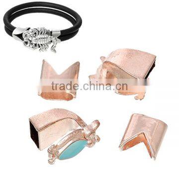 Zinc Based Alloy Hook Clasps Bracelet End Bar With Slider For Leather Bracelet Owl Halloween Rose Gold Skyblue photo-3