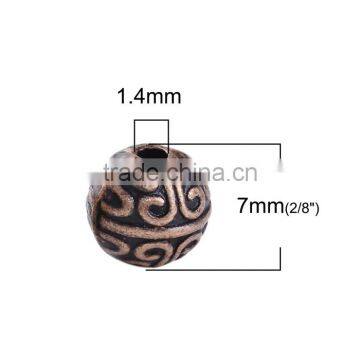 Zinc Based Alloy Spacer Beads Round Antique Copper photo-2