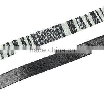 Fabric+Leatheroid Jewelry Rope Black & White Stripe 1.7mm( 1/8"), 12.0mm( 4/8"), 5 M