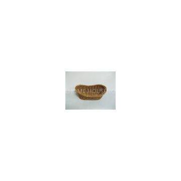 Oval Coffer Brown PP Rattan Fruit Basket Washable For Hotel