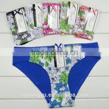 Outsanding Blue Poeny Cotton Brief Panties/yje Wholesale Plus Size Sexy Cotton Breathable Underwea Panties/mulit Color