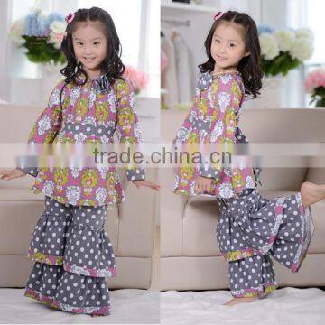 Girls Outfit Cotton Top and Ruffle Pants