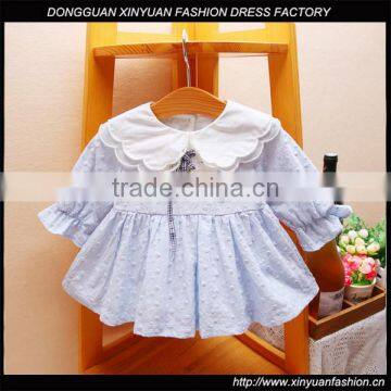 Latest Long Sleeve Cotton Fabric Kids Dress Handmade Baby Crechet Party Dress For Girls