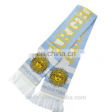 SC-0028 Acrylic soccer scarf custom print knitted jacquard Argentina football fan scarf