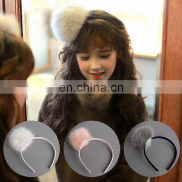 New Trendy faux fur pompon plastic Headband for girls