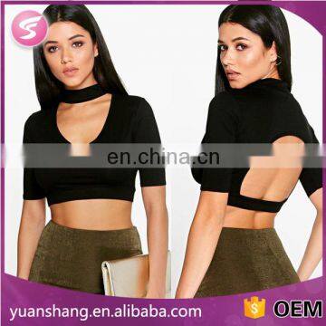 Women Black Hosiery Tops High Neck Designs for Ladies Crop Tops
