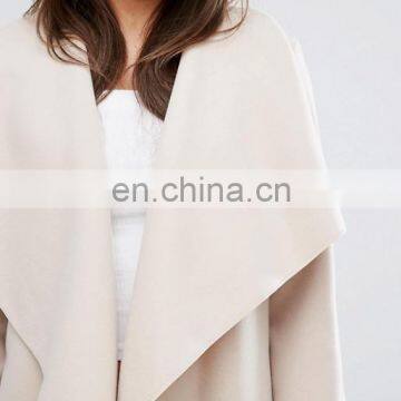 Long Style Cream Women Loose Dust Coat With Front Open photo-3