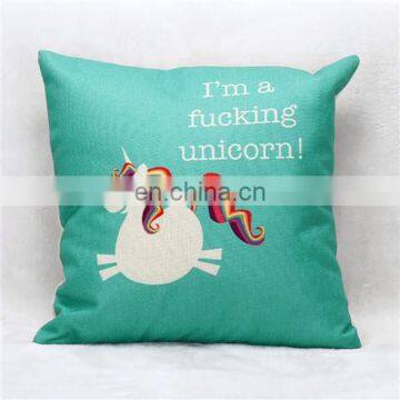 Cartoon Cute Cotton Linen Throw Pillow Case Memory Foam Car Seat Cushion Cover Home Office Decorative Unicorn Pillow