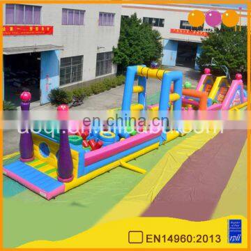 Factory price top quality kid toy long inflatable obstacle course for sale