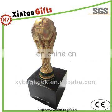 Customized gold colour plated wooden base metal trophy