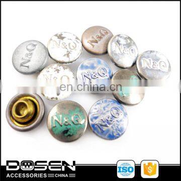 Antique Cool Color Painted Emboss Logo Metal Snap Rivet Rapid Rivet Studs for Jacket Leather Shoes Blazers Denim Clothes Handbag