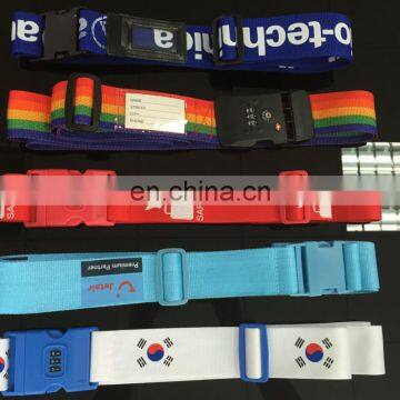 China direct 3 Digits Combination Lock Rainbow Style Nylon Luggage Strap wholesale