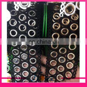 Latest Design Gold Metal Grommet Eyelet Black Polyester Lace Trimming for Garment and Shoe photo-3