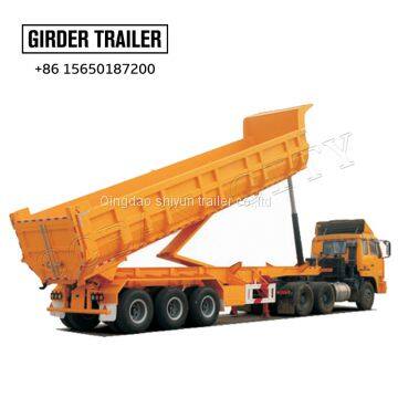 Tri axles Hydraulic cylinder 50tons U shape semi tipper trailer dumper box