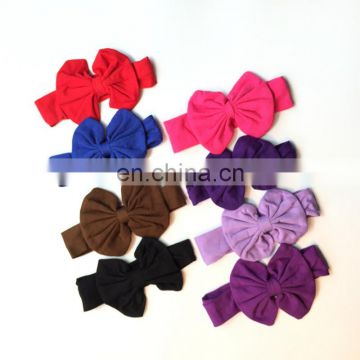 Baby Girl Cotton Headband Kids Soft hairband with big bowknot 55Colors