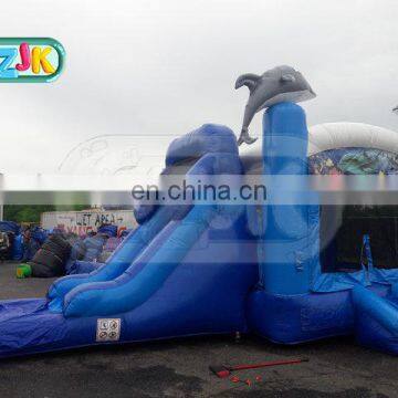 Commercial Dolphin Inflatable Bouncer Bouncy Jumping Castle Bounce House With Water Slide