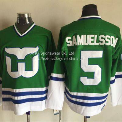 Hartford Whalers #5 Samuelsson Throwback Green Jersey