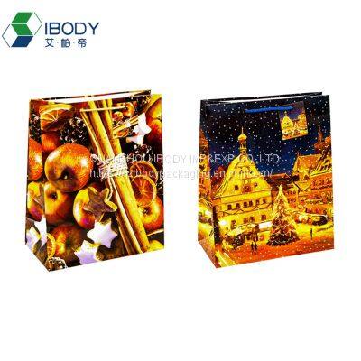 128g Copperplate Paper Bag Custom Christmas Logo Printing Embossed Film Coated Shopping Bag photo-5