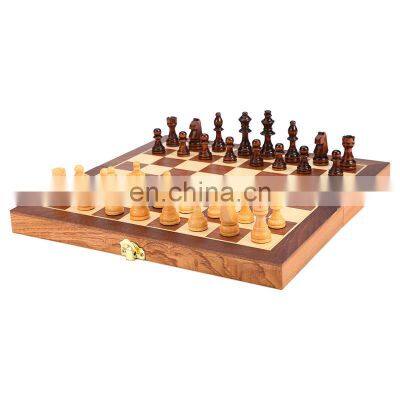 Hot sale folding chessboard international wooden chess games pieces wooden tournament  chess set