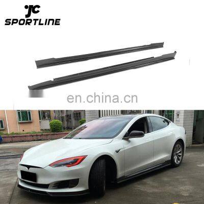 12-16 Carbon Fiber Side Skirts Extension for Tesla Model S Sedan 4-Door