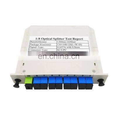 Fiber Optic PLC LGX Box Splitter 1x8 1*8 SC/UPC SC/APC LGX box  low insertion loss high return loss PLC Optical Splitter