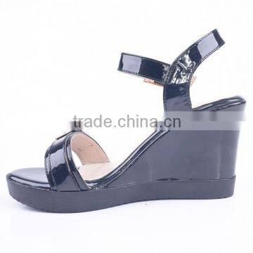 Mature Sexy Women Wholesale Shiny Upper Material High Heel Platform Wedge Sandals photo-4
