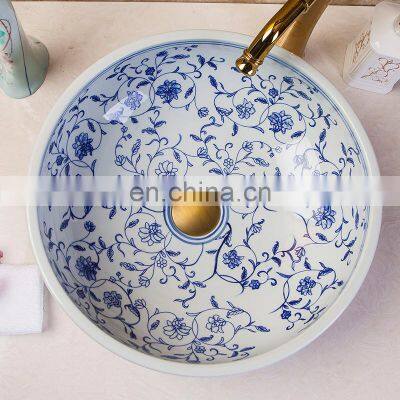 Art Jingdezhen Blue And White Porcelain Sink For Bathroom photo-5