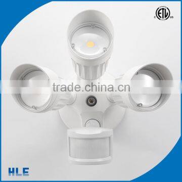 Pro 180-Degree 3-Head Dual Detection Zone White 30W LED Motion-Activated Flood Light