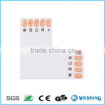 RGBW 12 mm 5 Pin L shape PCB FPC Board Splitter LED strip connector for SMD 5050 RGBW LED strip light