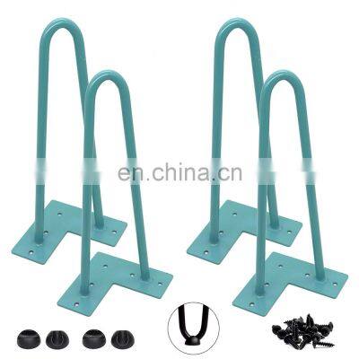 Hairpin Legs Wholesale Cheap Round Steel Restaurant Desk Feet Metal Bench Coffee Dining Furniture Hairpin Sky Blue Table Legs