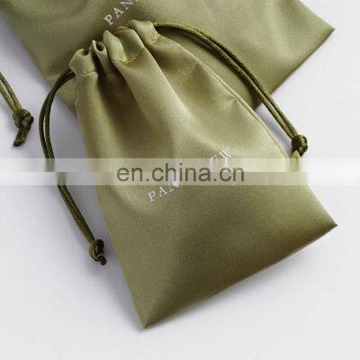 PandaSew custom logo printed green small jewelry bag satin pouch