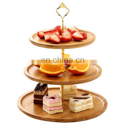 3 Tier Cake Stand Bamboo Serving Tray Fruit Platter Elegant Wedding Cupcake Holder Wooden Cheese Dish Salad Plates Desserts