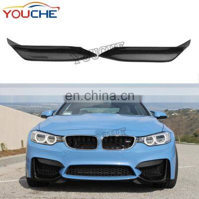 1 pair carbon fiber front splitter air canards for BMW M3 M4 F80 F82 F83 2014+ carbon fiber upper splitter