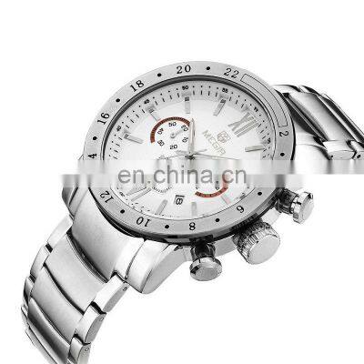 Megir 3008 Mens Top Brand Luxury Chronometer Army Military Watches Stainless Steel Calendar Chronograph Quartz Wristwatch