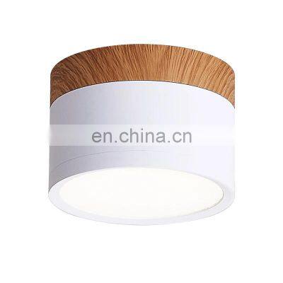 Modern Macaron Wood Grain Lamps Surface Mounted Led Downlight For Aisle Balcony Corridor Round Ceiling Light