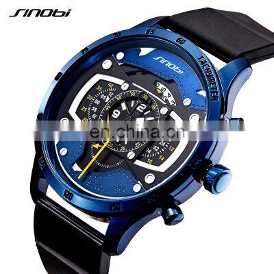 SINOBI Cool Guy Wristwatches Soft Silicone Band Man Watch S9789G Masculinity Hand Watches Multifunction Watch