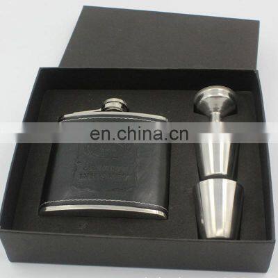 Wholesale Personalized Logo Liquor Glass Gift Set Custom Black Stainless Steel Whiskey Hip Flasks photo-2