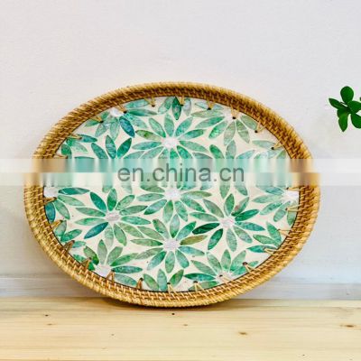 High Quality Oval Rattan Tray For Coffee Table Decor