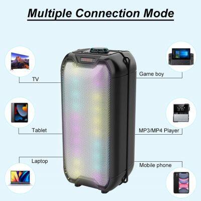 Zqs4235 OEM Portable 4-inch*2 Speaker 16W Power Wireless Bluetooth Speaker With Colorful Lights